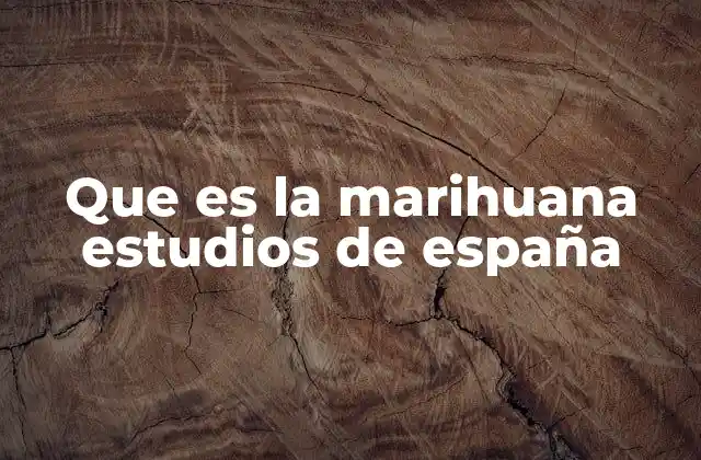 Que es la Marihuana Estudios de España