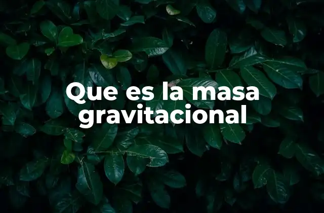 Que es la Masa Gravitacional