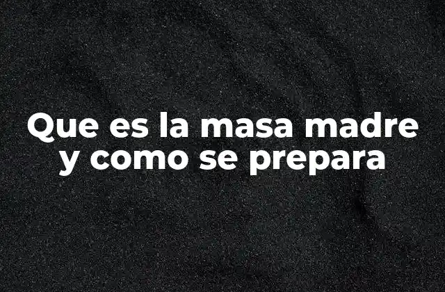 Que es la Masa Madre y como Se Prepara