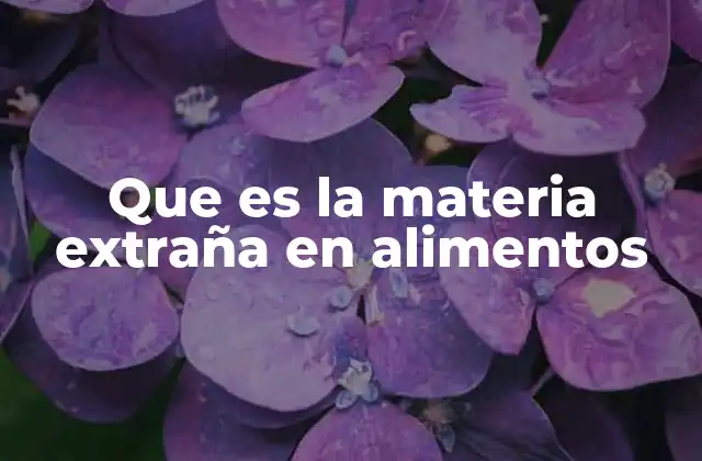 Que es la Materia Extraña en Alimentos