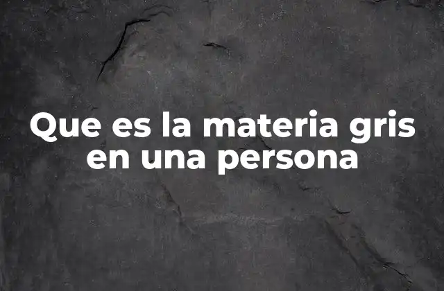 Que es la Materia Gris en una Persona