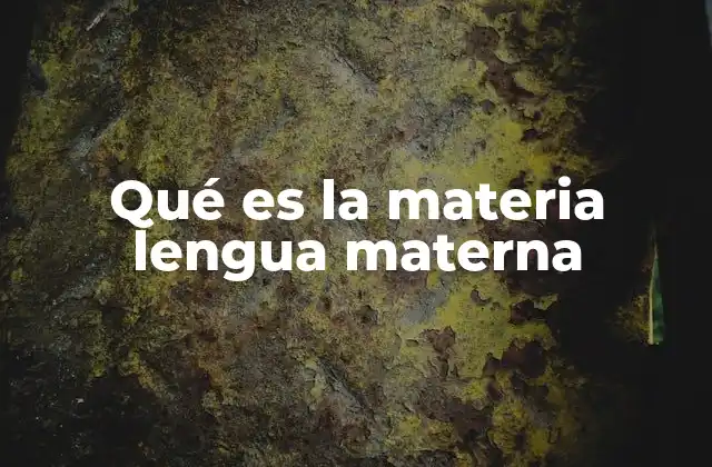Qué es la Materia Lengua Materna
