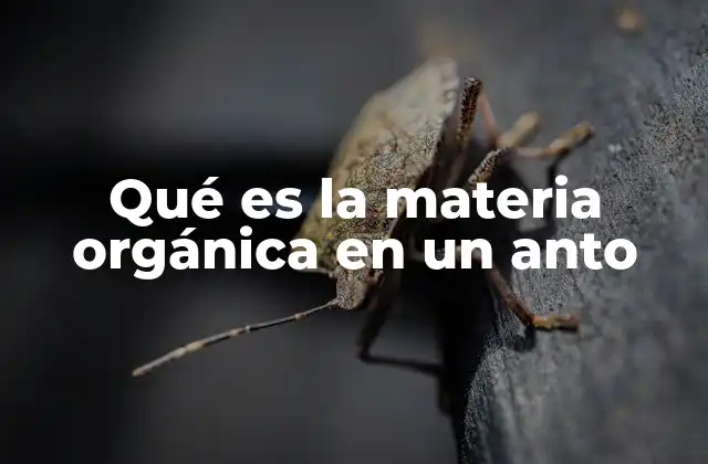 Qué es la Materia Orgánica en un Anto