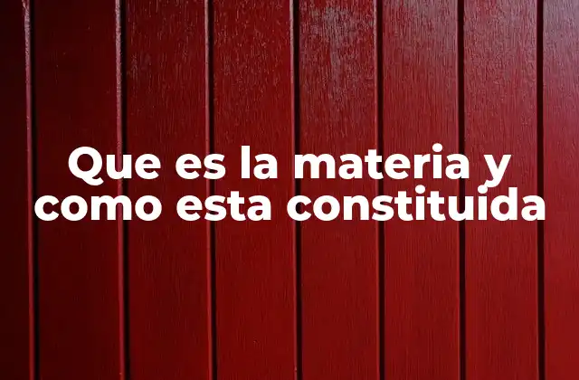 Que es la Materia y como Esta Constituida