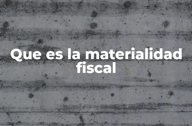 Que es la Materialidad Fiscal