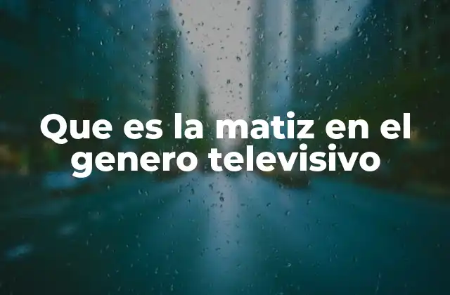 Que es la Matiz en el Genero Televisivo