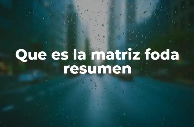 Que es la Matriz Foda Resumen