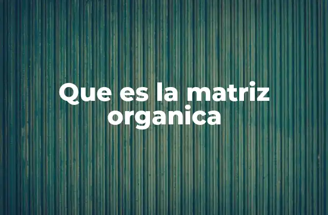 Que es la Matriz Organica