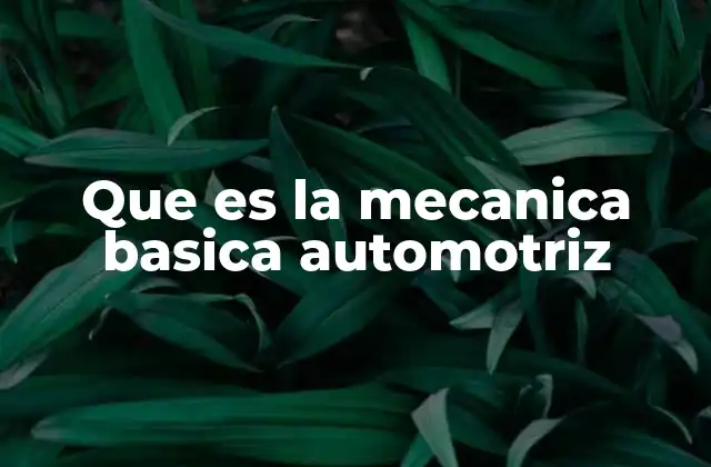 Que es la Mecanica Basica Automotriz