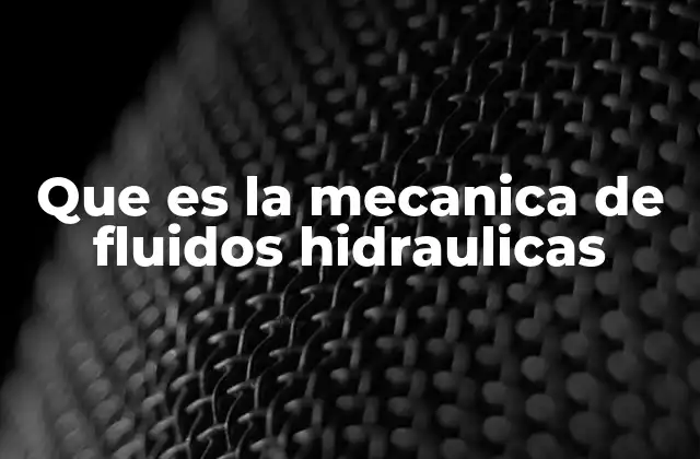Que es la Mecanica de Fluidos Hidraulicas