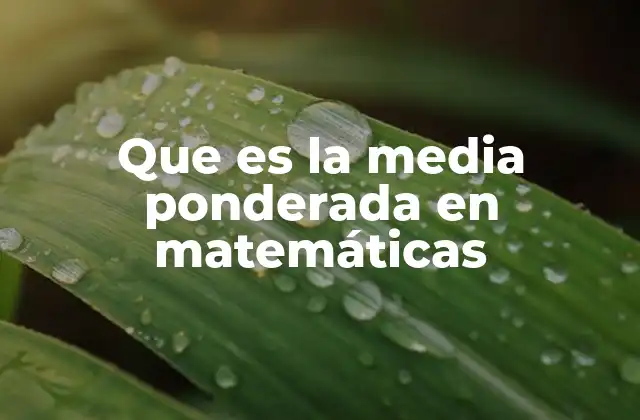 Que es la Media Ponderada en Matemáticas