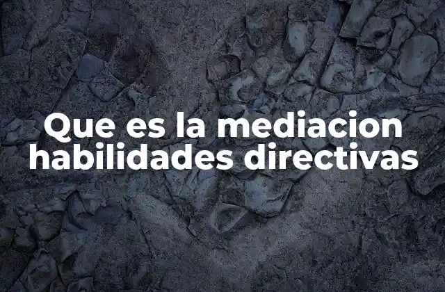 Que es la Mediacion Habilidades Directivas