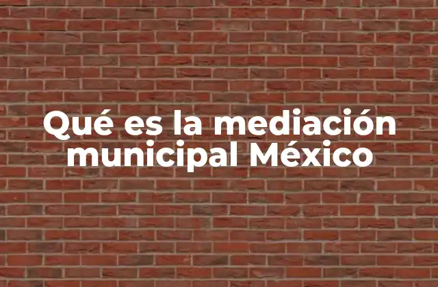 Qué es la Mediación Municipal México