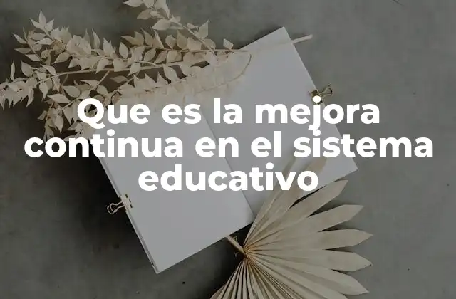 Que es la Mejora Continua en el Sistema Educativo