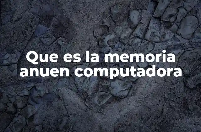 Que es la Memoria Anuen Computadora