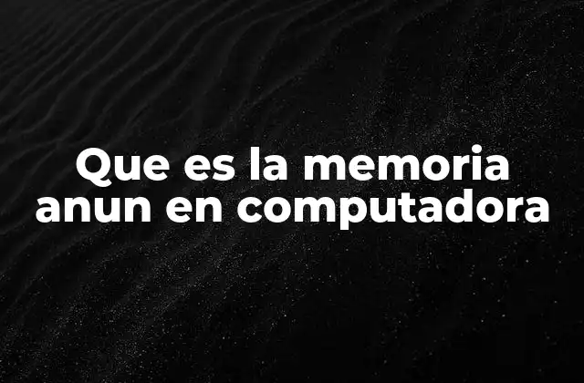 Que es la Memoria Anun en Computadora