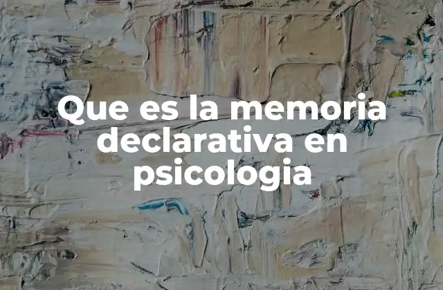 Que es la Memoria Declarativa en Psicologia