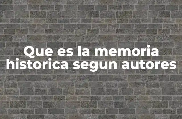Que es la Memoria Historica Segun Autores