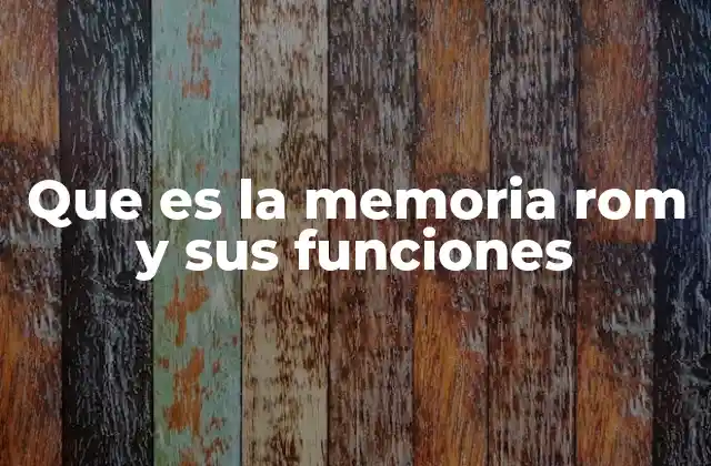 Que es la Memoria Rom y Sus Funciones