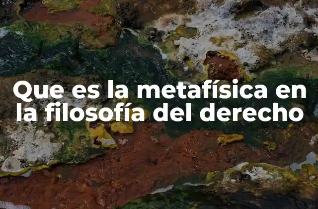 Que es la Metafísica en la Filosofía Del Derecho