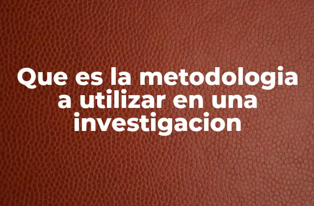 Que es la Metodologia a Utilizar en una Investigacion