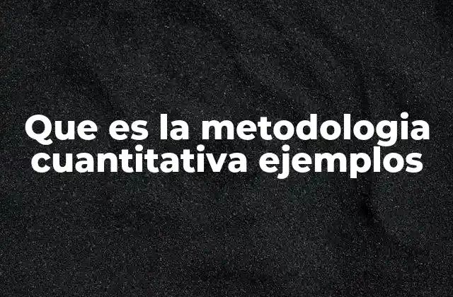Que es la Metodologia Cuantitativa Ejemplos