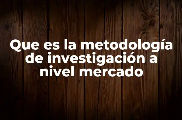 Que es la Metodología de Investigación a Nivel Mercado