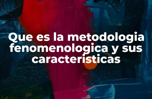 Que es la Metodologia Fenomenologica y Sus Caracteristicas