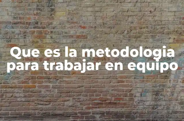 Que es la Metodologia para Trabajar en Equipo