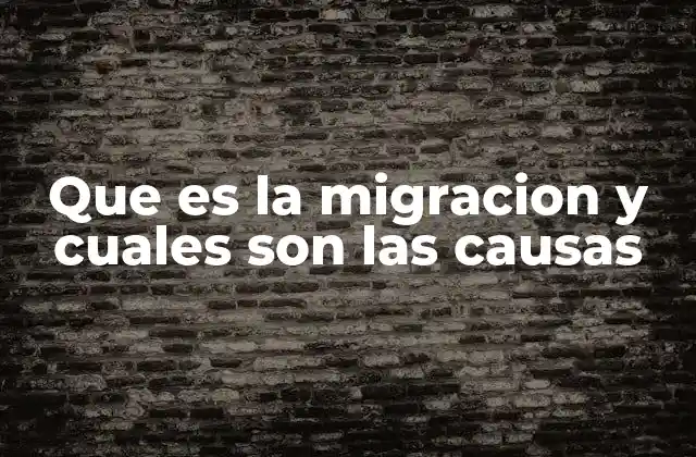 Que es la Migracion y Cuales Son las Causas