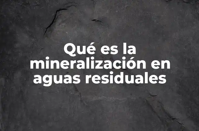 Qué es la Mineralización en Aguas Residuales