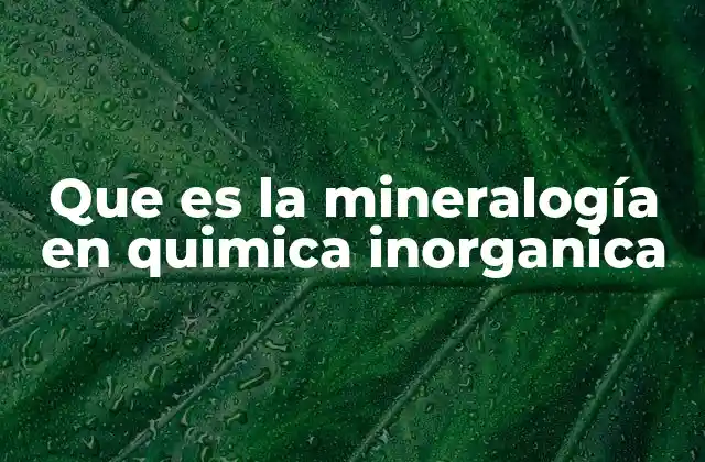 Que es la Mineralogía en Quimica Inorganica