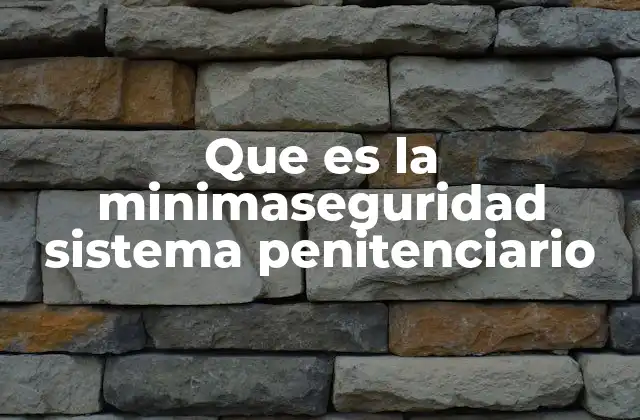 Que es la Minimaseguridad Sistema Penitenciario