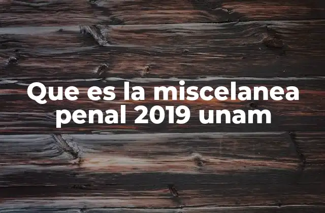 Que es la Miscelanea Penal 2019 Unam