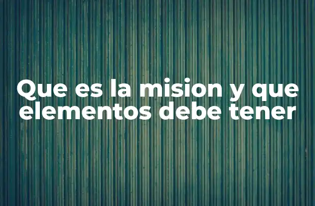 Que es la Mision y que Elementos Debe Tener