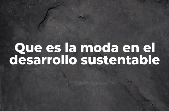 Que es la Moda en el Desarrollo Sustentable