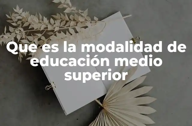 Que es la Modalidad de Educación Medio Superior