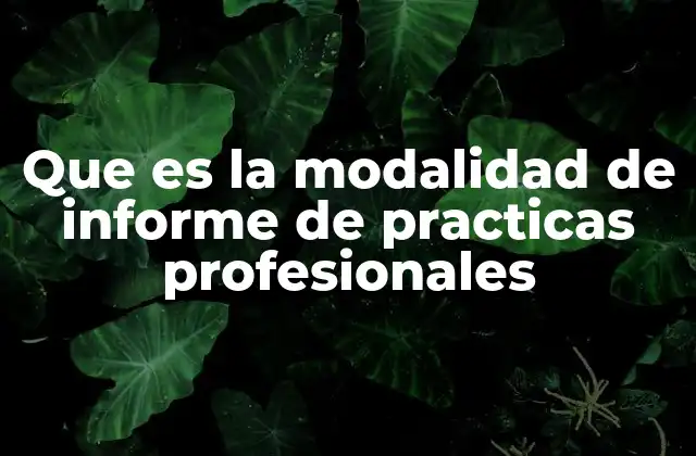Que es la Modalidad de Informe de Practicas Profesionales