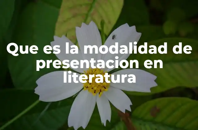 Que es la Modalidad de Presentacion en Literatura