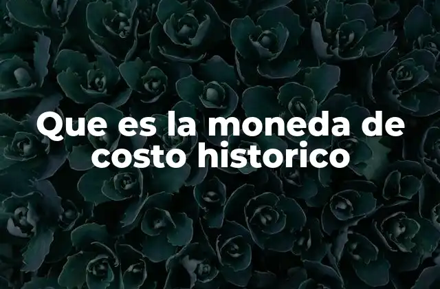 Que es la Moneda de Costo Historico