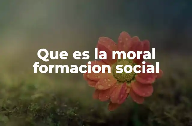 Que es la Moral Formacion Social