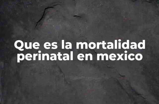 Que es la Mortalidad Perinatal en Mexico