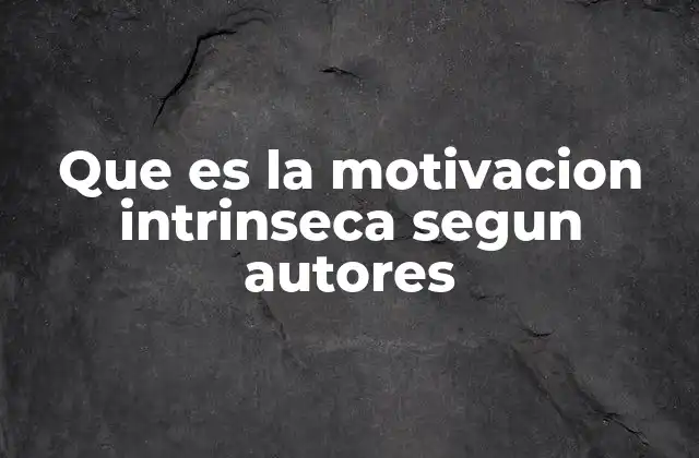 Que es la Motivacion Intrinseca Segun Autores