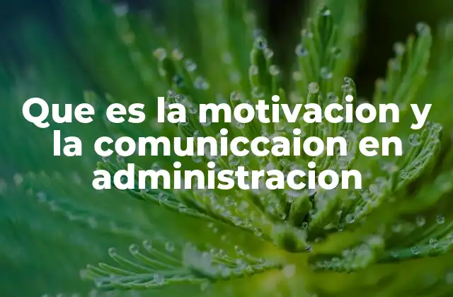 Que es la Motivacion y la Comuniccaion en Administracion