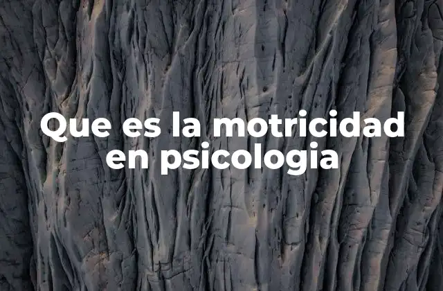 Que es la Motricidad en Psicologia