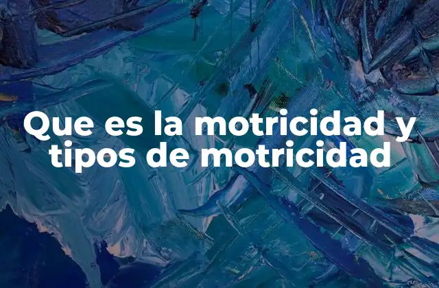 Que es la Motricidad y Tipos de Motricidad
