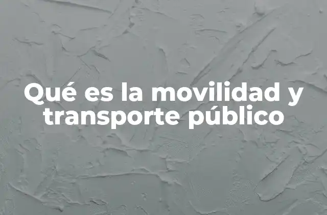 Qué es la Movilidad y Transporte Público