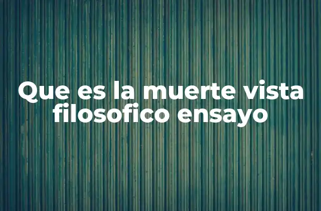 Que es la Muerte Vista Filosofico Ensayo