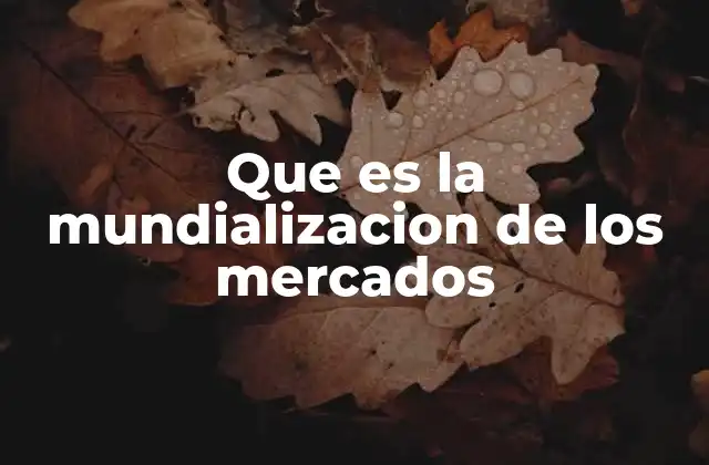 Que es la Mundializacion de los Mercados