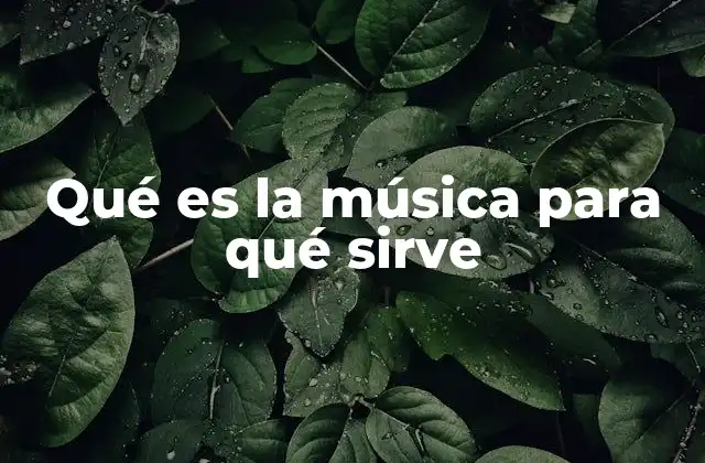Qué es la Música para Qué Sirve